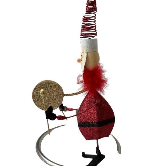 Marching Band Santa Drum Ornament Flocked Christmas Glitter Spring Hat 10”x4” - Picture 5 of 11